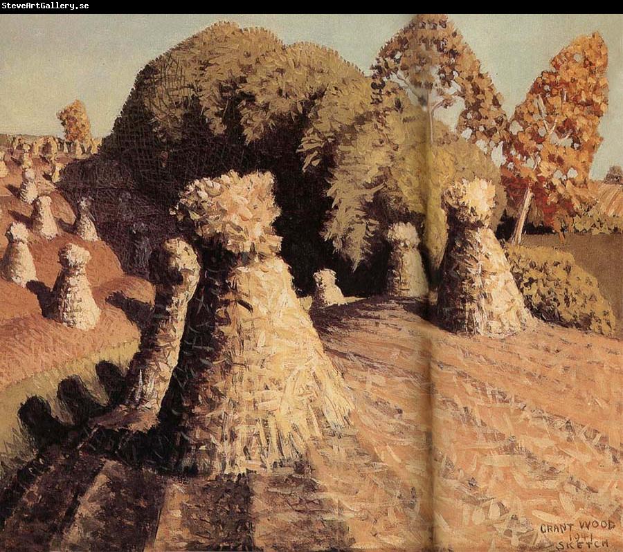 Grant Wood Iowa-s corn field